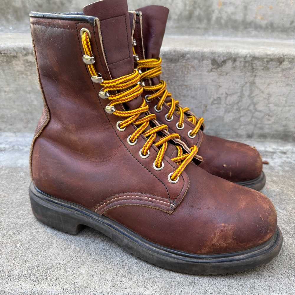 Red Wing 4412 Steel Toe Work Boots Brown Leather Vintage USA Mens 5 D